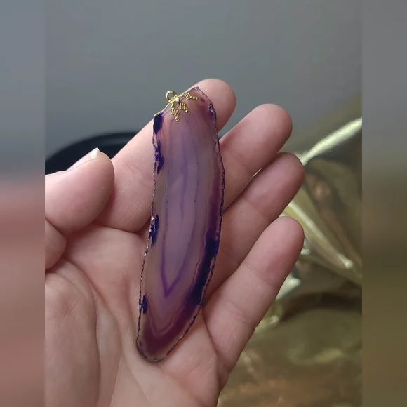 Vintage purple agate pendant - Picture 4 of 4